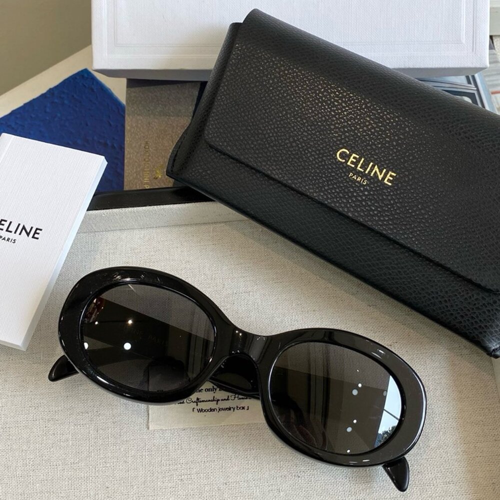 Celine Triomphe Oval Black Sunglasses